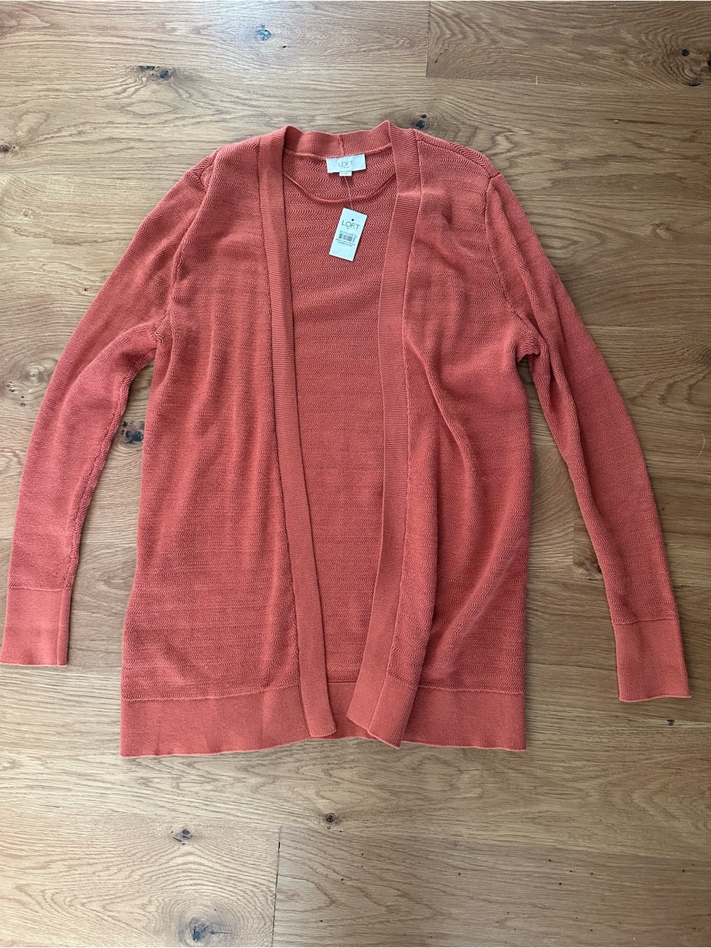 LOFT Coral Open-Front Lightweight Cardigan